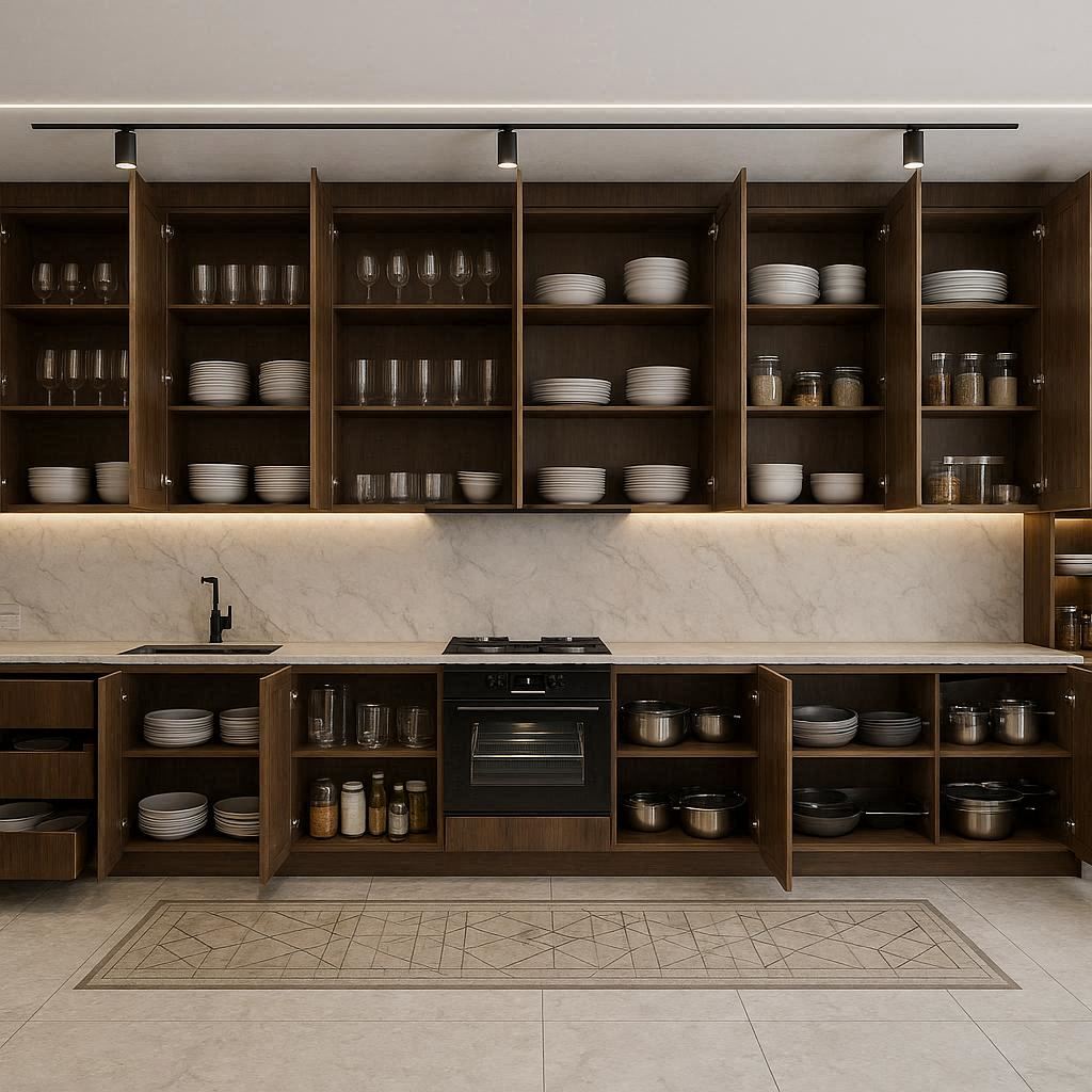 Luxury Modern Kitchen – Dark Wood Finish MDF thumbnail