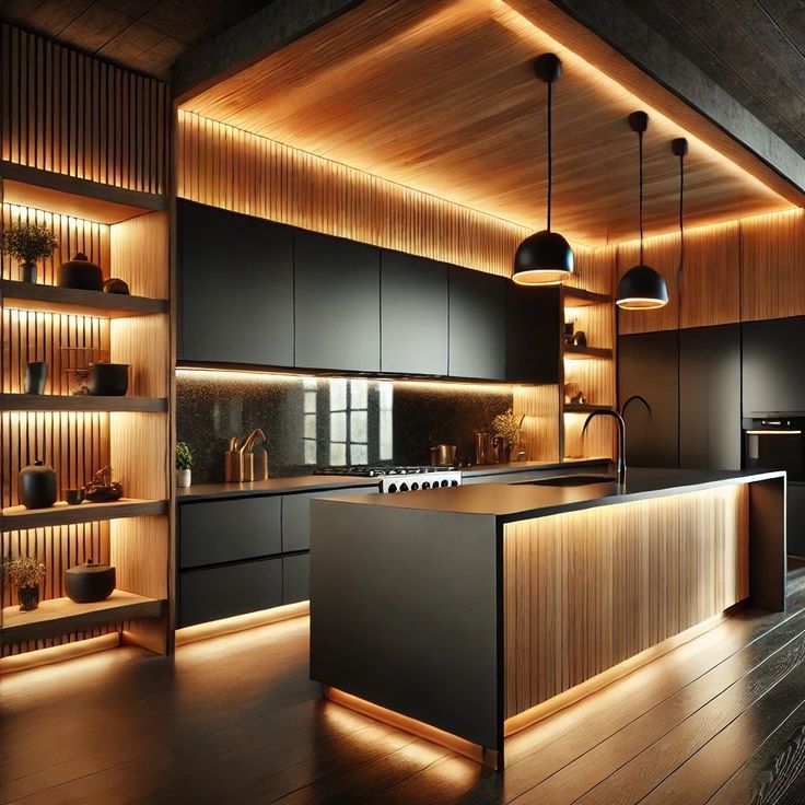 Luxury Modern Kitchen – MDF 18 mm with Wood Accents thumbnail