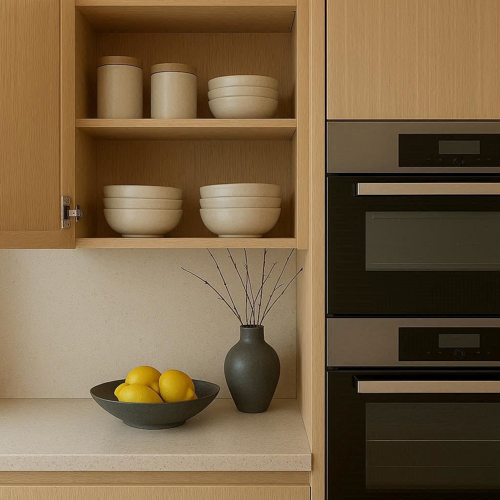 Elegant Modern Kitchen with Soft Natural Tones thumbnail