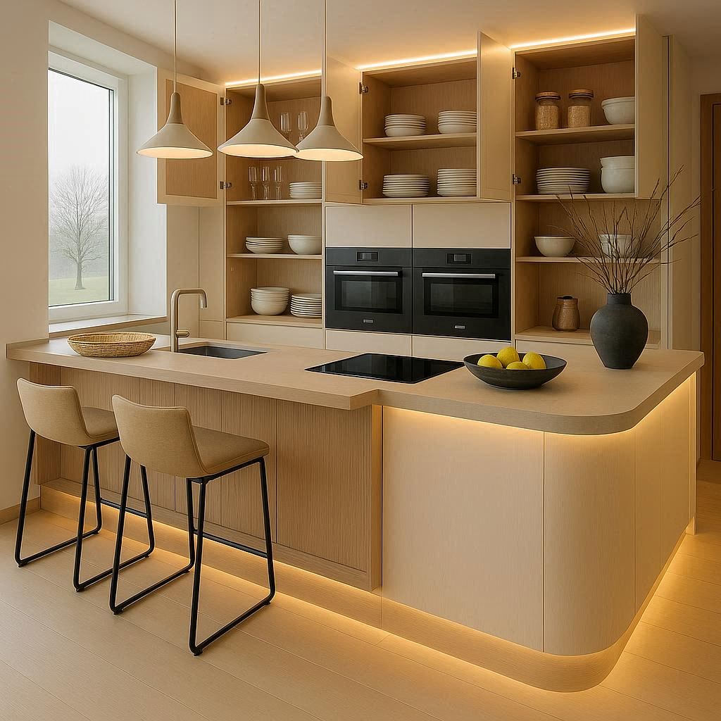 Elegant Modern Kitchen with Soft Natural Tones thumbnail