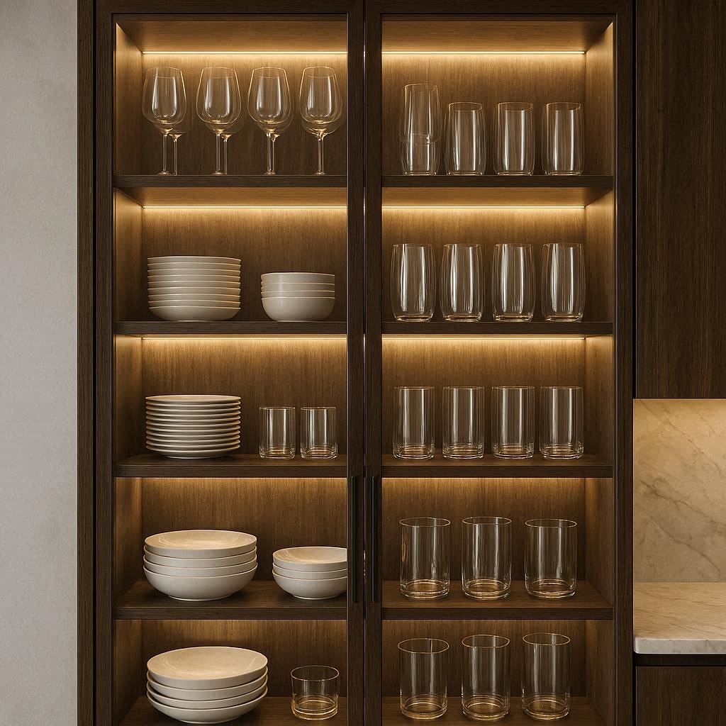 Luxury Modern Kitchen – Dark Wood Finish MDF thumbnail